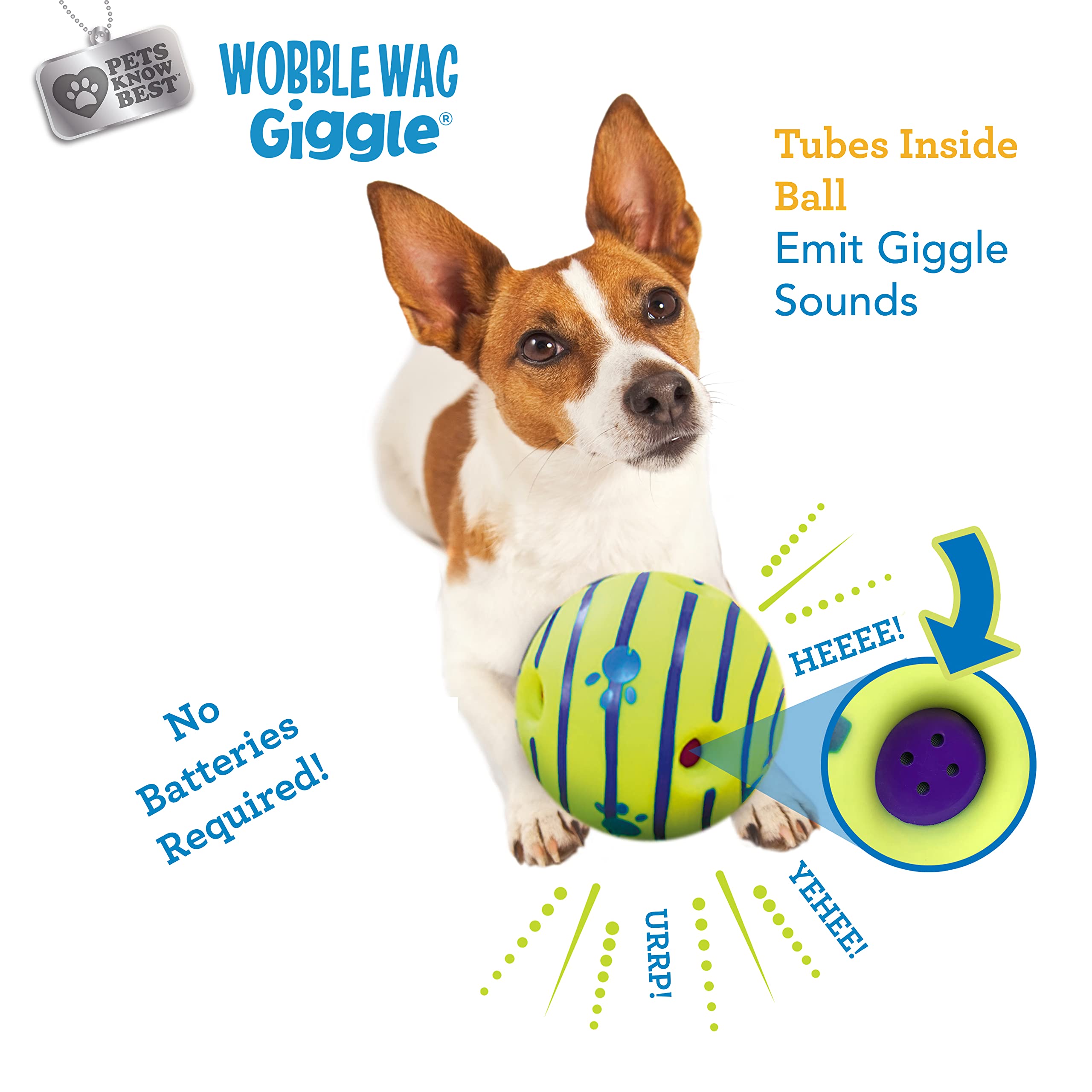 Wobble Wag Giggle Ball, Interactive Dog Toy, Fun Giggle Sounds When Rolled or Shaken, Pets Know Best, As Seen On TV