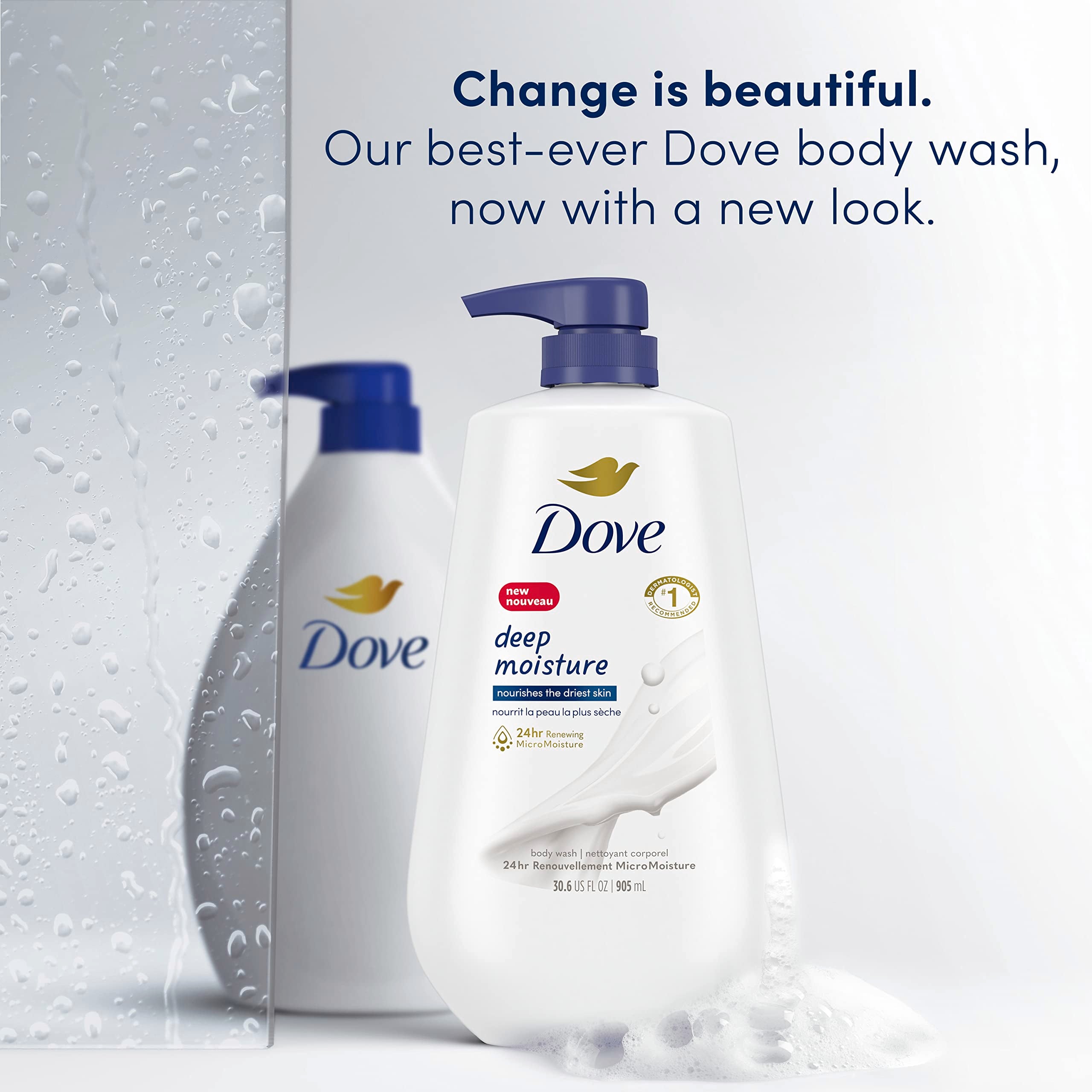 Dove Body Wash with Pump Deep Moisture For Dry Skin Moisturizing Skin Cleanser with 24hr Renewing MicroMoisture Nourishes The Driest Skin 30.6 oz