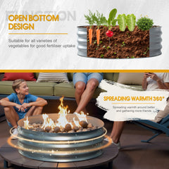 Flamaker 60 Inch Fire Pit Ring for Outside Wood Burning Smokeless Patio Round Galvanized Fire Pits Metal Fordable Outdoor Fireplaces for Camping, Backyard, Bonfire