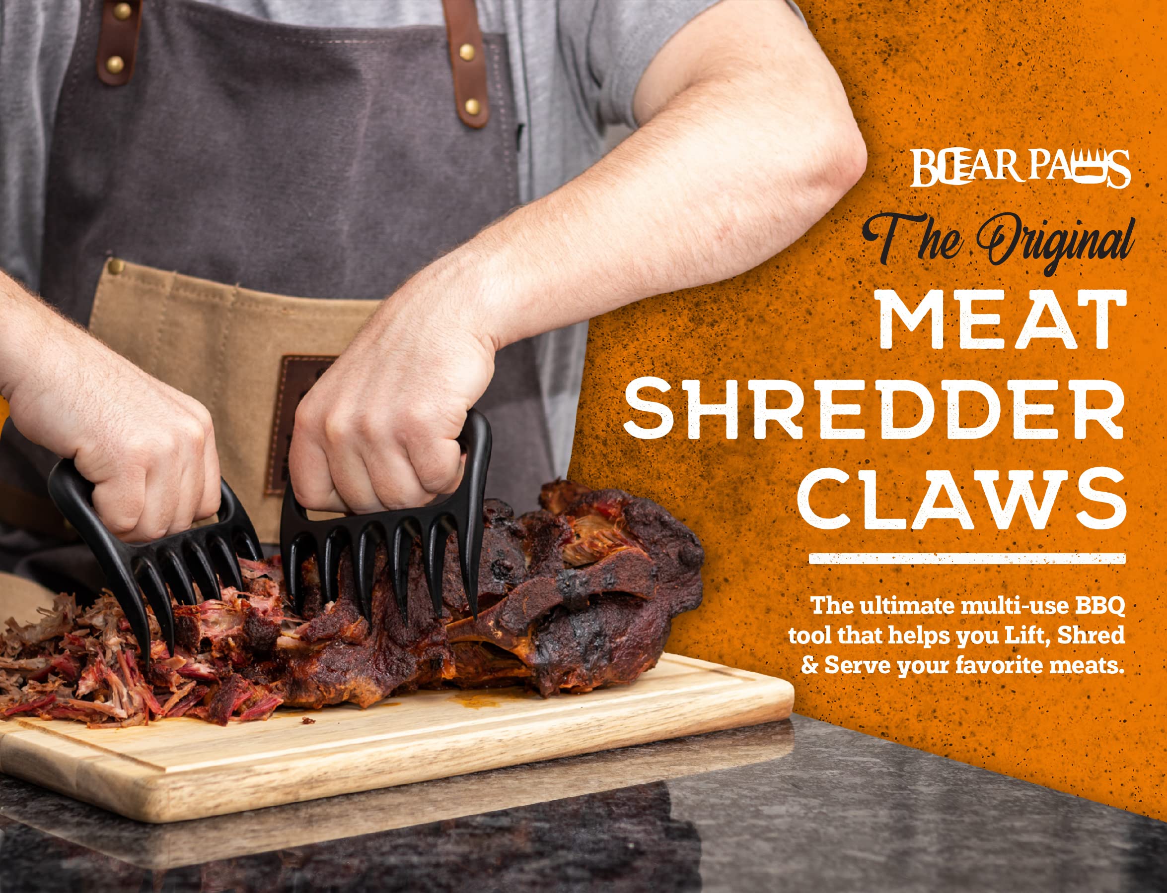Bear Paws The Original Meat Shredder Claws - Made in The USA - Easily Lift, Handle, Shred, and Cut Meats - Ultra-Sharp Blades and Heat Resistant Nylon