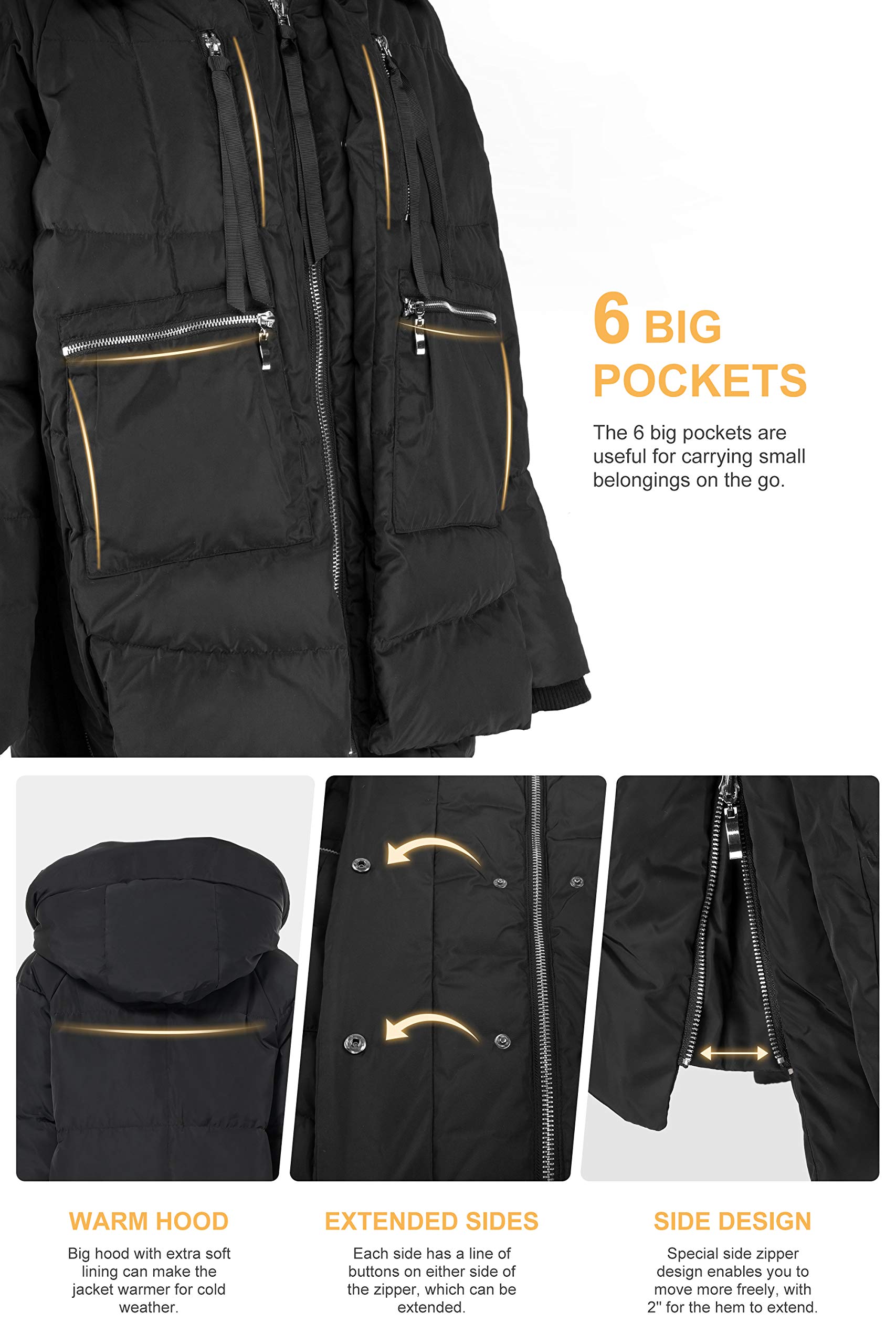 Orolay Women's Thickened Down Jacket Black Small