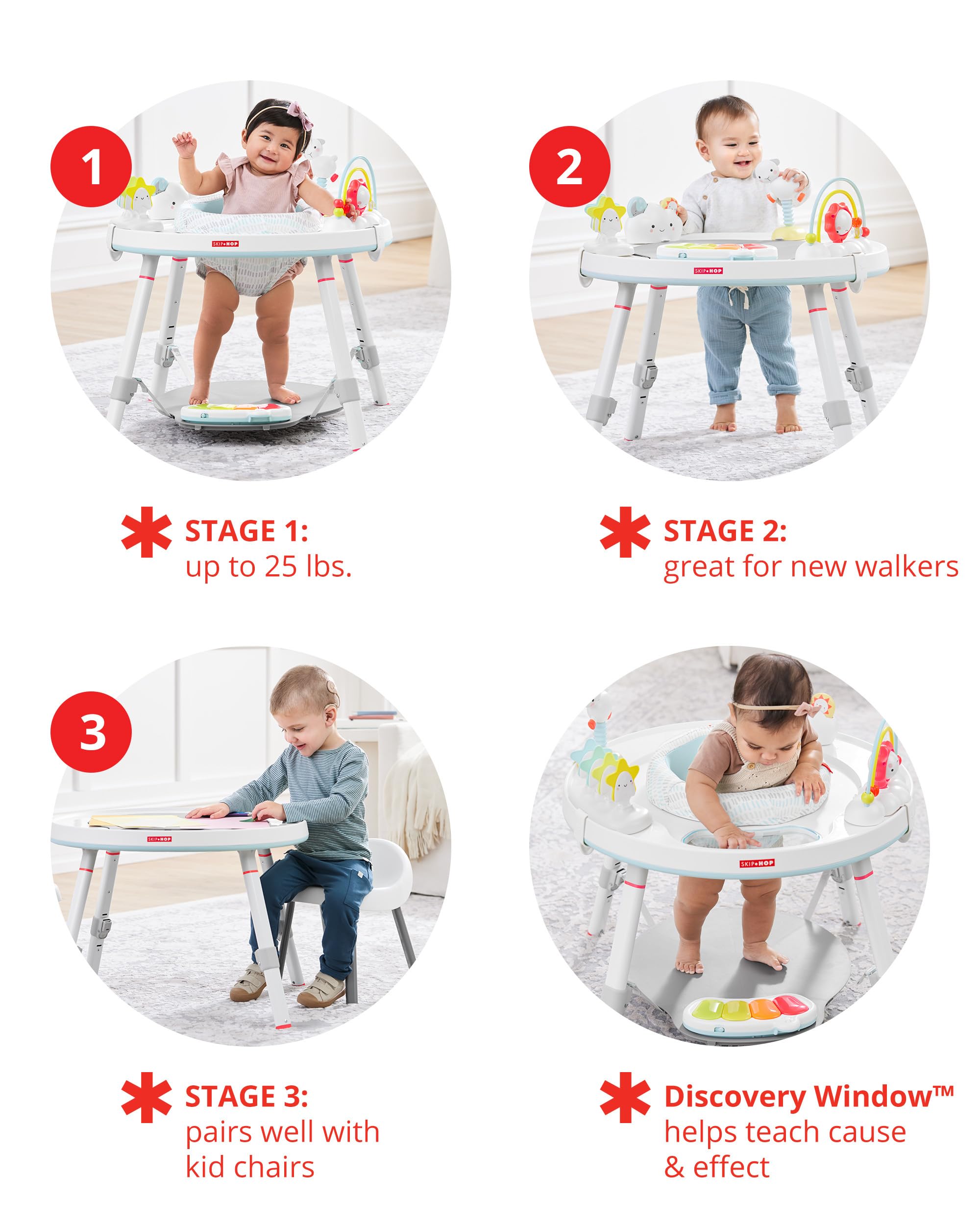 Skip Hop Baby Activity Center: Interactive Play Center with 3-Stage Grow-with-Me Functionality, 4mo+, Silver Lining Cloud