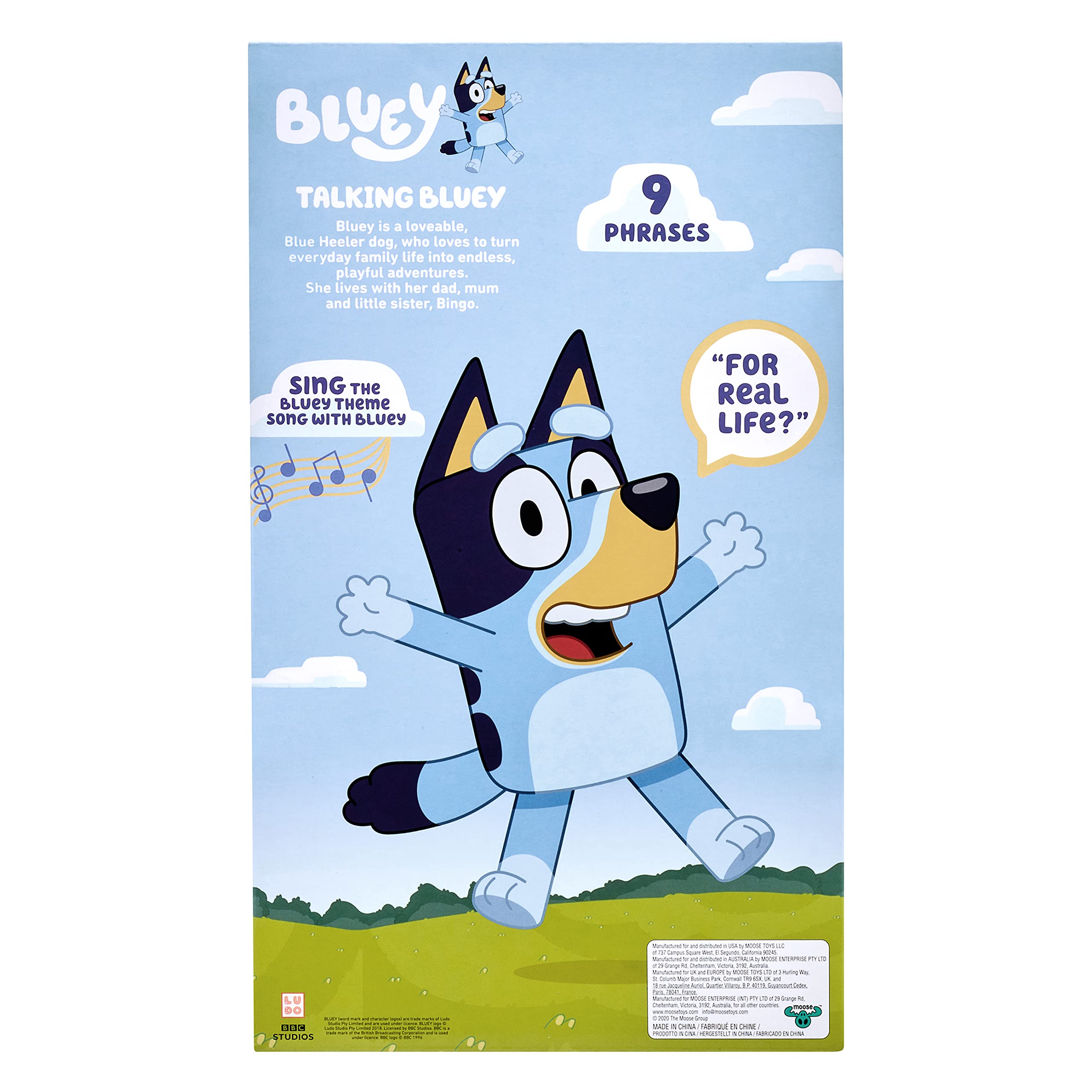 Bluey - 13" Talking Plush - Interactive - Sing Along, 9 Different Phrases