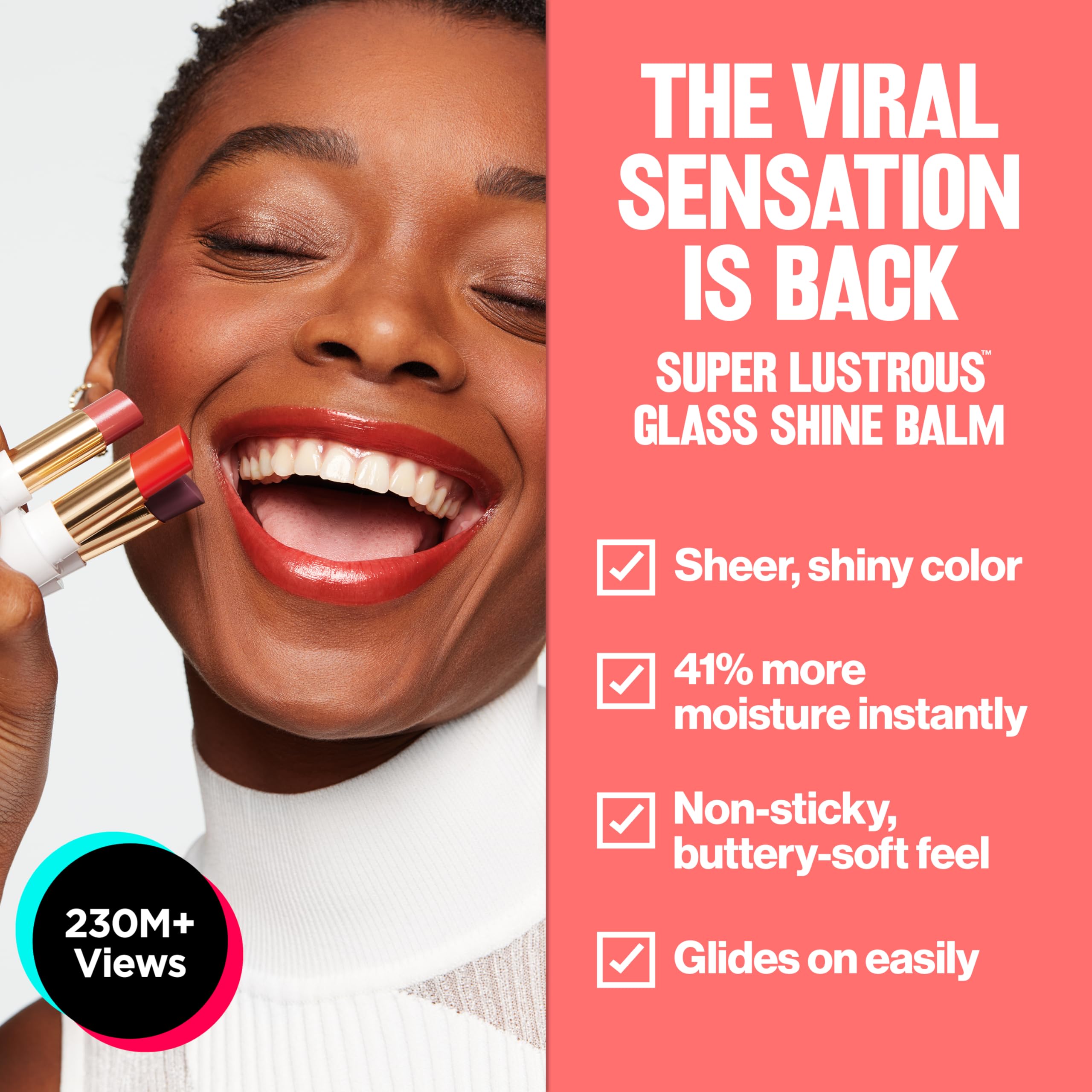 Revlon Super Lustrous Glass Shine Balm, Hydrating Tinted Lip Balm, Sheer, Glossy Shiny Finish, 008 Rum Raisin, 0.11 oz