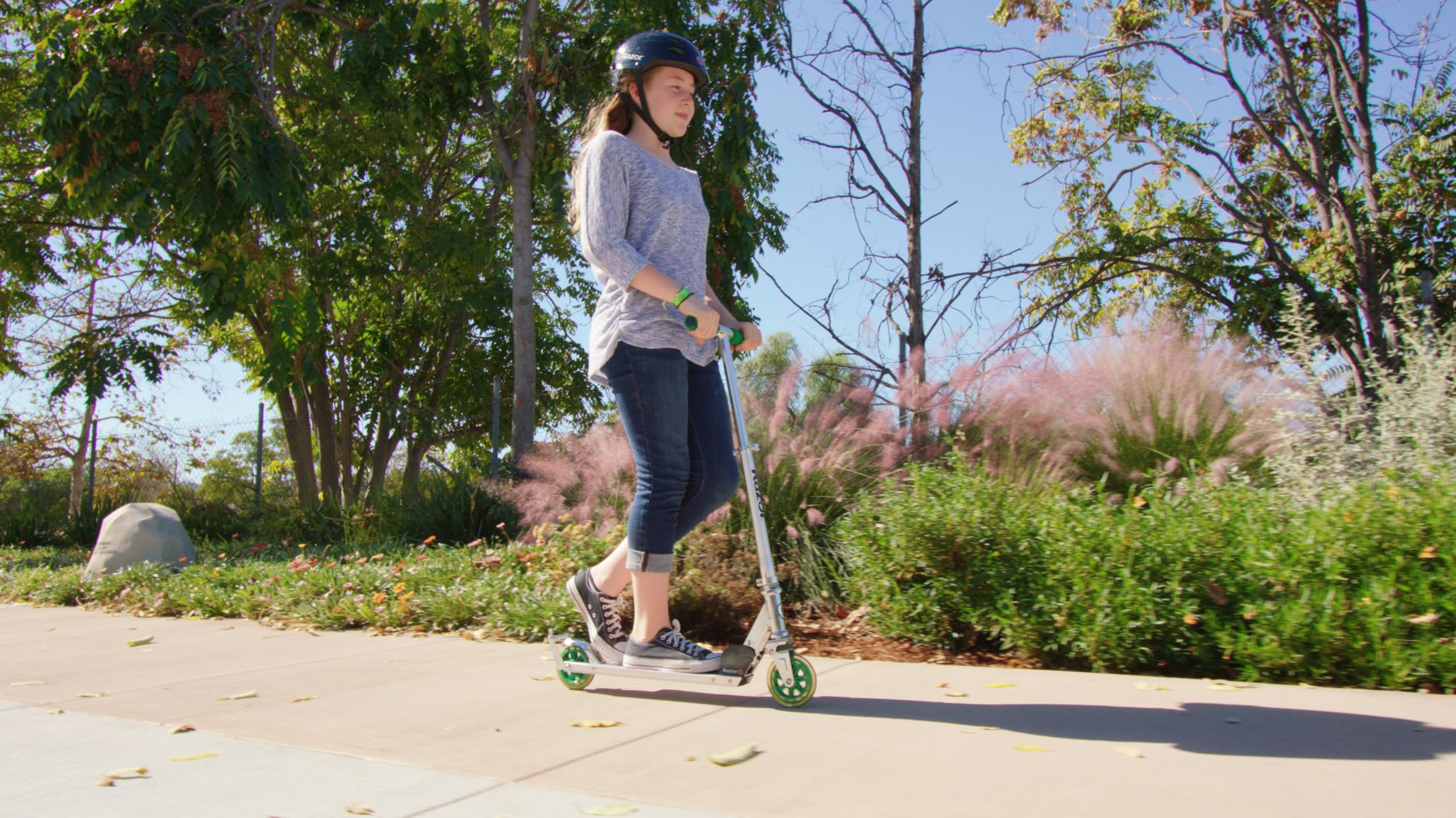 Razor A3 Kick Scooter for Kids - Larger Wheels, Front Suspension, Wheelie Bar, Lightweight, Foldable, and Adjustable Handlebars