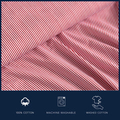 Nautica - Twin Sheet Set, Lightweight & Breathable Cotton Percale Bedding Set with Matching Sham(s), Crisp & Cool Bedding Essentials, Oeko-Tex Certified (Penny Pinstripe Red, Twin)