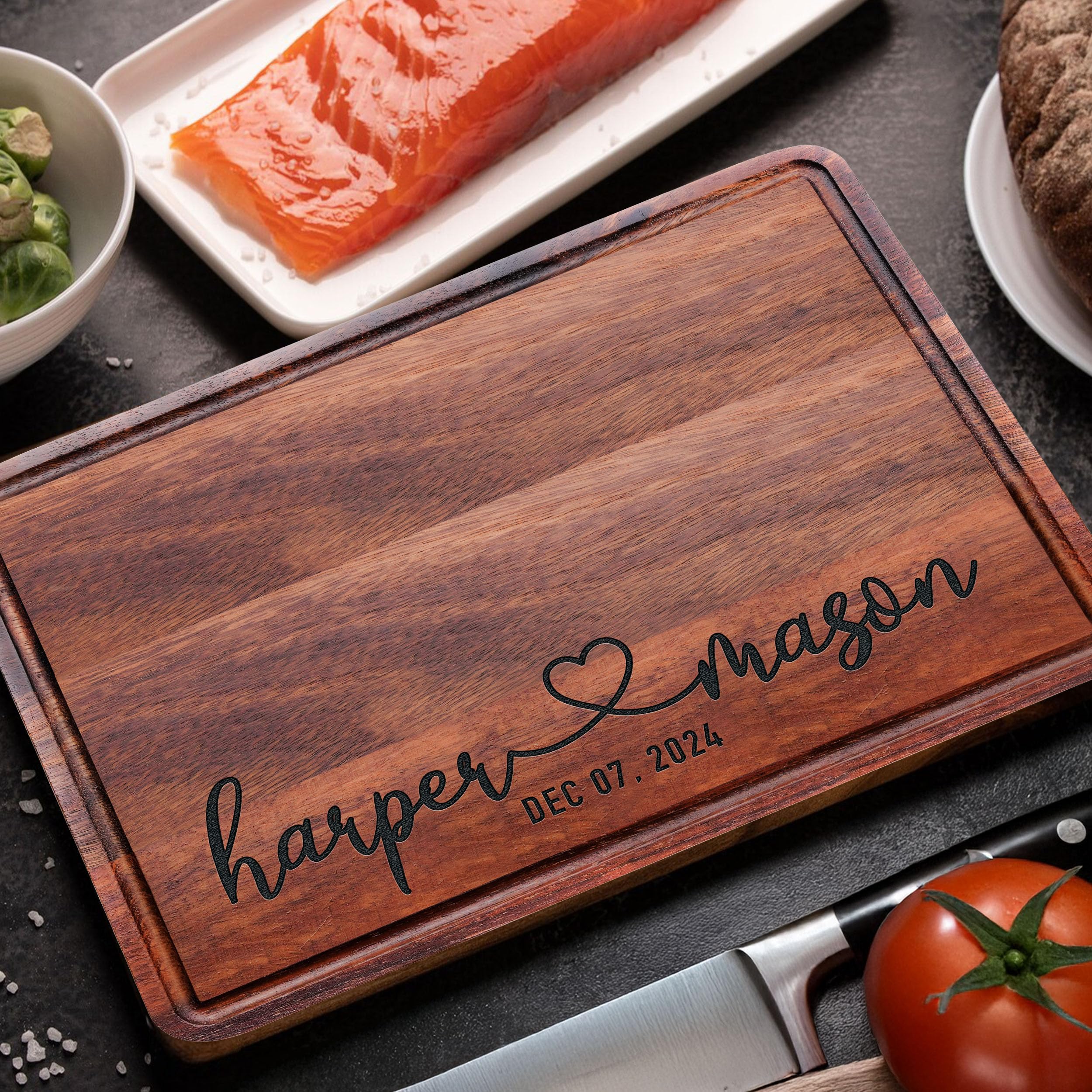 Personalized Engraved Cutting Board for Couples, Custom Couples Gift Ideas for Christmas Wedding Anniversary Engagement Housewarming, Anniversary Gifts for Men Women Parents, Wedding Gifts for Couples