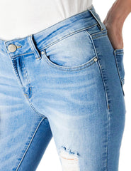 RHODANTHE Women's Ripped Boyfriend Jeans Stretch Skinny Trendy Jean Women Straight Distressed Jeans