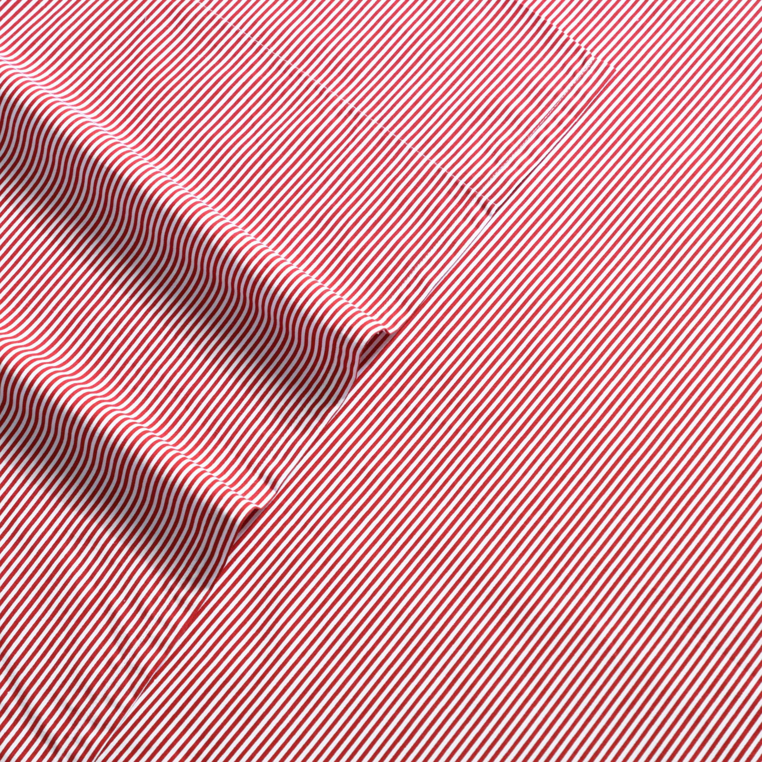 Nautica - Twin Sheet Set, Lightweight & Breathable Cotton Percale Bedding Set with Matching Sham(s), Crisp & Cool Bedding Essentials, Oeko-Tex Certified (Penny Pinstripe Red, Twin)